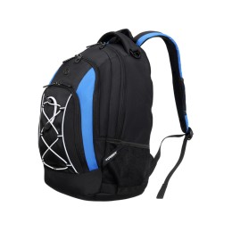 Рюкзак TORBER РАКЕТА с отделением для ноутбука 15", черный/синий, полиэстер, 33х19х45 см, 28 л
