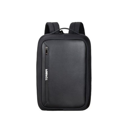 Рюкзак TORBER ВОЯЖ с отделением для ноутбука 15,6'', черный, нейлон/микрофибра, 30x12x42 см, 14л