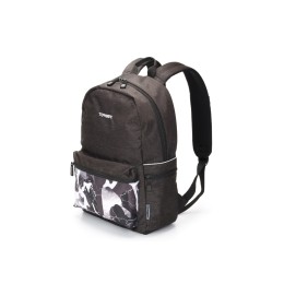 Рюкзак TORBER ГРАФФИТИ, серый с карманом черно-белого цвета, полиэстер, 44 х 31 х 18 см