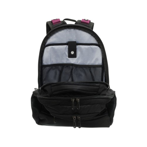 Рюкзак TORBER ПРОРЫВ с отделением для ноутбука 15", чёрный/бордовый, полиэстер 600D, 35x20x47 см, 33л