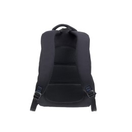 Рюкзак TORBER КЛАСС, черный с синей вставкой, полиэстер 900D, 45 x 32 x 16 см