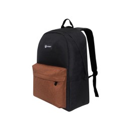 Рюкзак TORBER ГРАФФИТИ, черный с карманом коричневого цвета, полиэстер меланж, 42 х 29 x 19 см