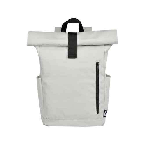 Рюкзак Byron 15,6" объемом 18 л со скручиваемым верхом, изготовленный из переработанного ПЭТ по стандарту GRS, светло-серый