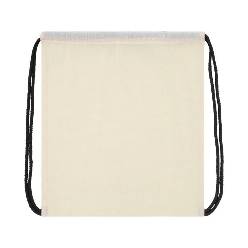 Рюкзак со шнурком Oregon, имеет цветные веревки, изготовлен из хлопка 100 г/м2, бежевый/черный