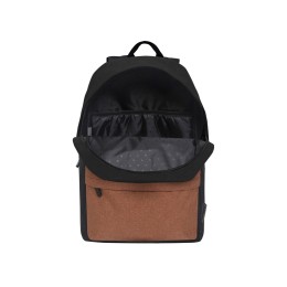Рюкзак TORBER ГРАФФИТИ, черный с карманом коричневого цвета, полиэстер меланж, 42 х 29 x 19 см