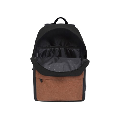 Рюкзак TORBER ГРАФФИТИ, черный с карманом коричневого цвета, полиэстер меланж, 42 х 29 x 19 см