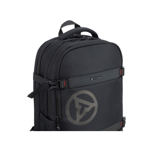 Рюкзак TORBER ВОЯЖ с отделением для ноутбука 18'', черный, полиэстер 900D, 34х16х47 см, 20 л