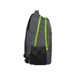 Рюкзак «Metropolitan», серый с зеленой молнией