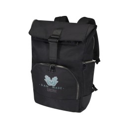 Рюкзак Rhine 15” GRS со сворачивающимся верхом на 18 л из материала, переработанного по стандарту GRS, сплошной черный