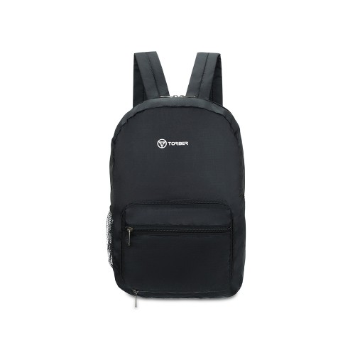 Рюкзак складной TORBER, черный, полиэстер, 49x33x12 см
