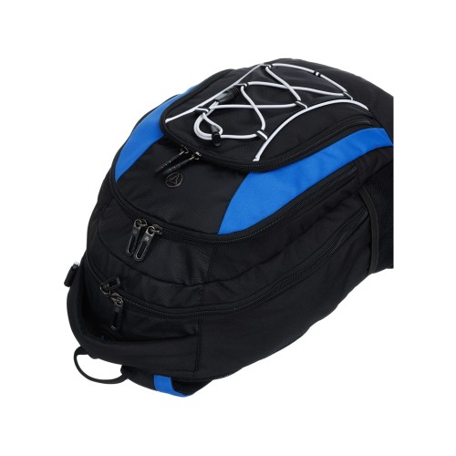 Рюкзак TORBER РАКЕТА с отделением для ноутбука 15", черный/синий, полиэстер, 33х19х45 см, 28 л