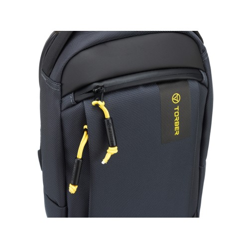 Рюкзак TORBER ВОЯЖ на одно плечо, серый, полиэстер 900D, 20х10х30 см, 5 л