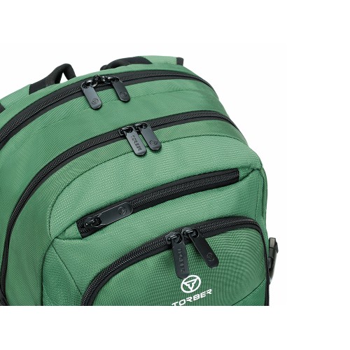 Рюкзак TORBER МЕГАПОЛИС с отделением для ноутбука 16", зеленый, полиэстер, 47 х 34 x 28 см