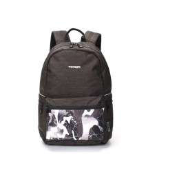 Рюкзак TORBER ГРАФФИТИ, серый с карманом черно-белого цвета, полиэстер, 44 х 31 х 18 см