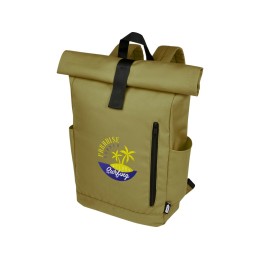 Рюкзак Byron 15,6" объемом 18 л со скручиваемым верхом, изготовленный из переработанного ПЭТ по стандарту GRS, оливковый