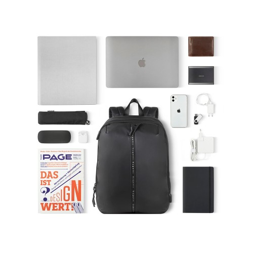 Рюкзак BUGATTI БЛАНК | BLANC 15'', чёрный, тарпаулин/полиэстер, 32х15,5х45 см