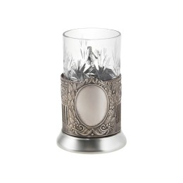 Чайный набор с подстаканником и фарфоровым чайником «ЭГОИСТ-М», серебристый/белый