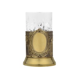 Чайный набор с подстаканником и фарфоровым чайником «ЭГОИСТ-Л», золотистый/белый