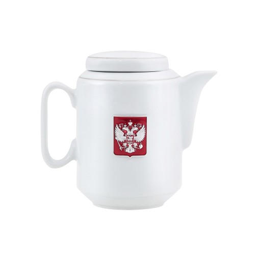 Чайный набор с подстаканником и фарфоровым чайником «ЭГОИСТ-М», серебристый/белый