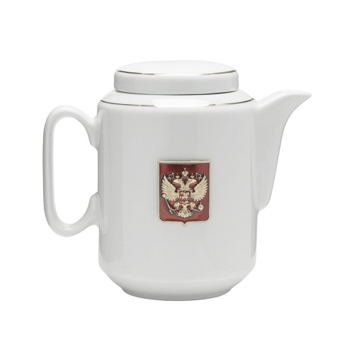 Чайный набор с подстаканником и фарфоровым чайником «ЭГОИСТ-Л», золотистый/белый