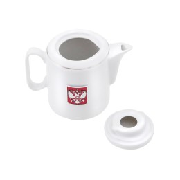 Чайный набор с подстаканником и фарфоровым чайником «ЭГОИСТ-М», серебристый/белый