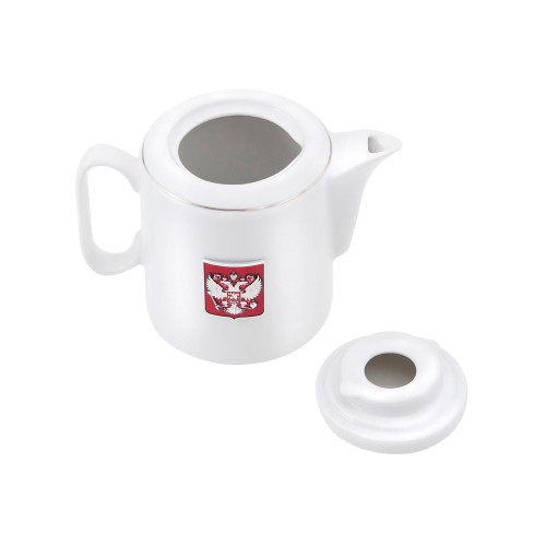 Чайный набор с подстаканником и фарфоровым чайником «ЭГОИСТ-М», серебристый/белый