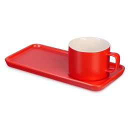 Чайная пара "Bristol": блюдце прямоугольное, чашка, коробка, красный