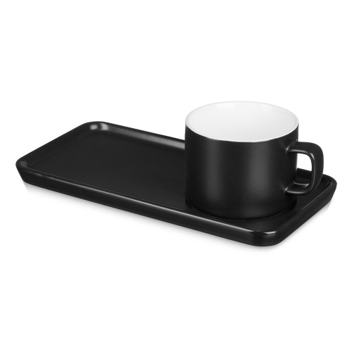 Чайная пара "Bristol": блюдце прямоугольное, чашка, коробка, черный