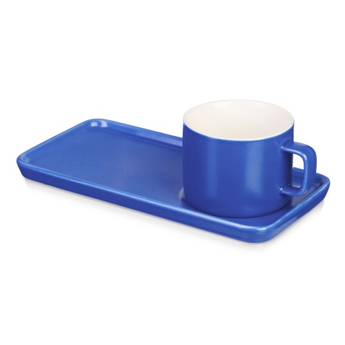 Чайная пара "Bristol": блюдце прямоугольное, чашка, коробка, синий