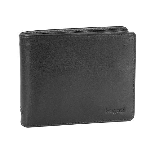 Портмоне BUGATTI ПЕРВЫЙ | PRIMO, чёрное, натуральная воловья кожа, 11,5х2х9,5 см