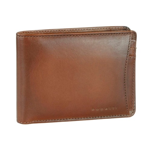 Портмоне BUGATTI ДОМ | DOMUS, с RFID защитой, коньячный цвет, натуральная воловья кожа, 12,5х2х9 см