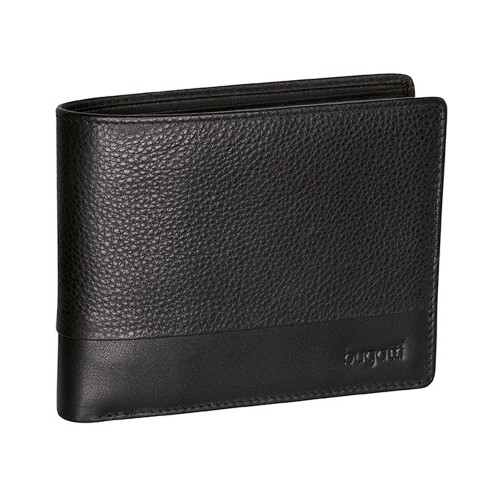 Портмоне BUGATTI АТЛАНТА | ATLANTA, чёрное, натуральная воловья кожа, 12,5х2х9,7 см