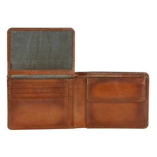 Портмоне BUGATTI ДОМ | DOMUS, с RFID защитой, коньячный цвет, натуральная воловья кожа, 12х1,5х9,2 см