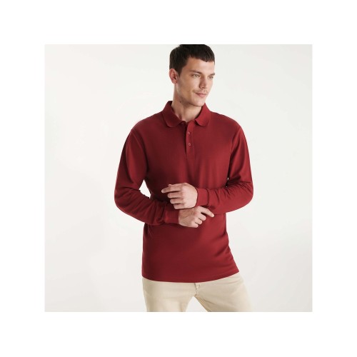 Рубашка поло "Estrella" мужская с длинным рукавом, гранатовый