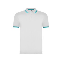 Рубашка поло "Montreal" мужская, белый/бирюзовый