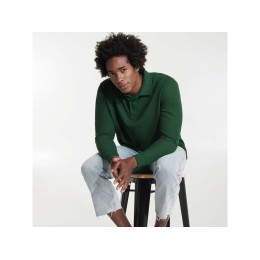 Рубашка поло "Carpe" мужская с длинным рукавом, бутылочный зеленый