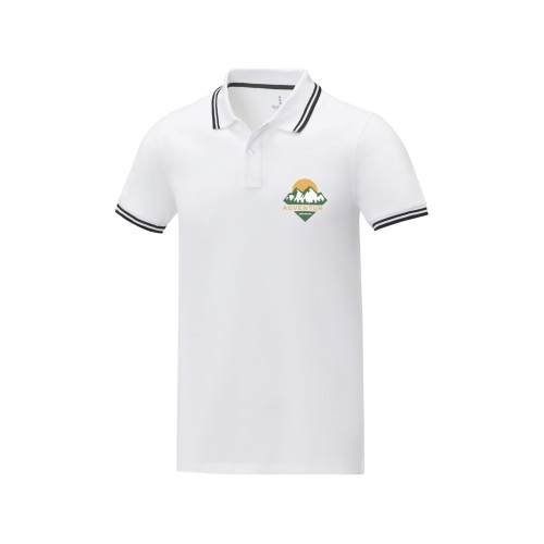 Amarago Мужское поло с коротким рукавом и контрастной отделкой, белый