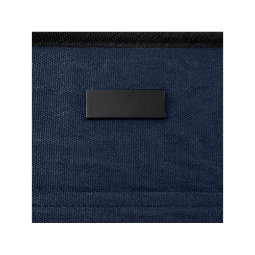 Пищевая сумка-холодильник Joey из брезента, переработанного по стандарту GRS, объемом 6 л на 9 банок, темно-синий