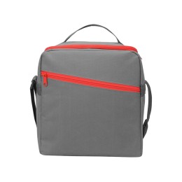 Изотермическая сумка-холодильник "Classic" c контрастной молнией, серый/красный