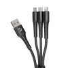 Дата-кабель Armor 3 в 1: micro USB, USB-C, Ligthning, 1.2м, черный, Deppa