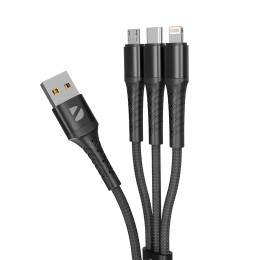Дата-кабель Armor 3 в 1: micro USB, USB-C, Ligthning, 1.2м, черный, Deppa