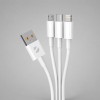 Дата-кабель 3 в 1: micro USB, USB-C, Ligthning, 1.2м, белый, Deppa
