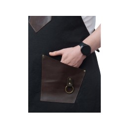 Фартук из канваса с ремнями из натуральной кожи, материал: канвас смесовый, плотность 450 гр/м, натуральная кожа КРС, цвет черный, коричневый темный