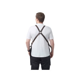 Фартук из канваса с ремнями из натуральной кожи, материал: канвас смесовый, плотность 450 гр/м, натуральная кожа КРС, цвет черный, коричневый темный