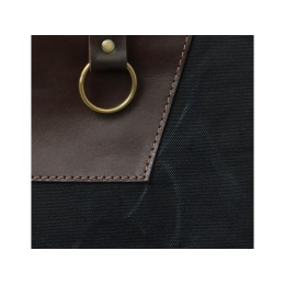 Фартук из канваса с ремнями из натуральной кожи, материал: канвас смесовый, плотность 450 гр/м, натуральная кожа КРС, цвет черный, коричневый темный