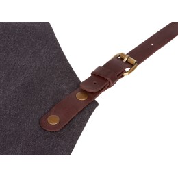Фартук из канваса с ремнями из натуральной кожи, материал: канвас смесовый, плотность 450 гр/м, натуральная кожа КРС, цвет черный, коричневый темный