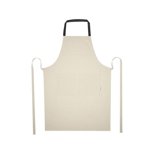 Nia фартук из переработанного хлопка плотностью 200 г/м² - сплошной черный