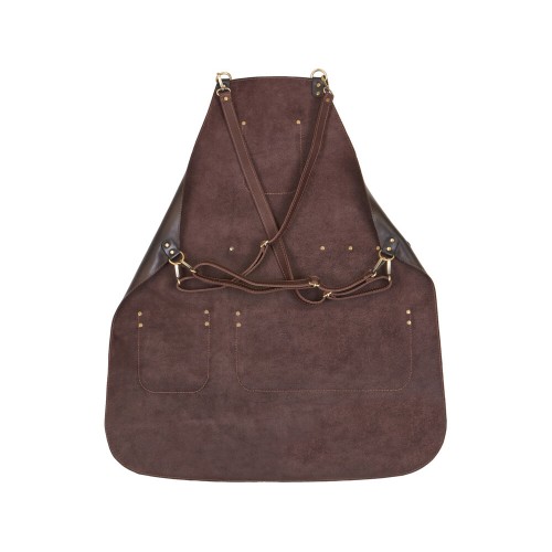 Набор: фартук из натуральной кожи в тубусе, темно-коричневый