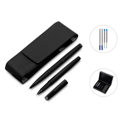 Подарочный набор ручек "Dumas": ручка шариковая и роллер, 4 стержня (2 шариковых, 2 роллера), футляр