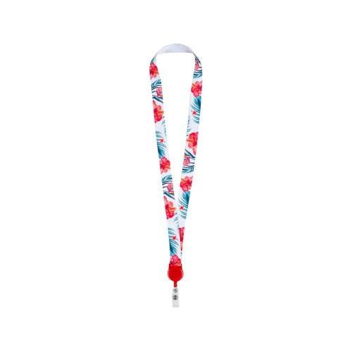 Ланъярд 2 см с ретрактором, красный